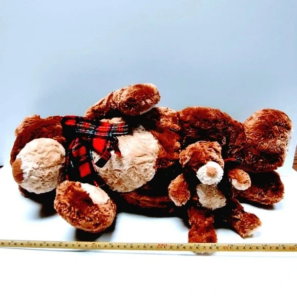 Stuffed Brown Gund  Bear Plush with scarf  Heads and Tales 23" Toy Collectible - Picture 4 of 7